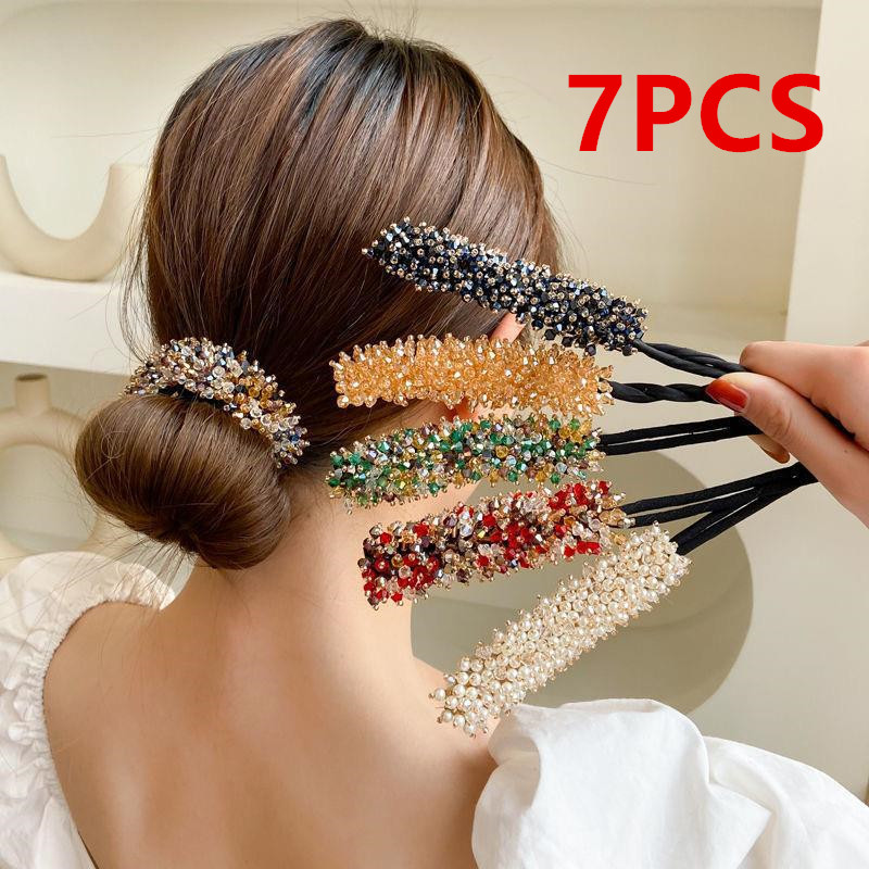 Travel Accessories Bunnings - 7pcs Crystal Hair Bun Maker Twisted