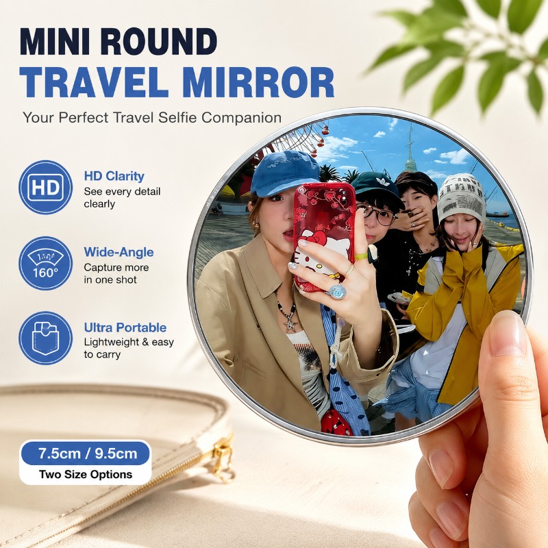 Travel Accessories Deals - Portable Round Convex Mirror Handheld Wide