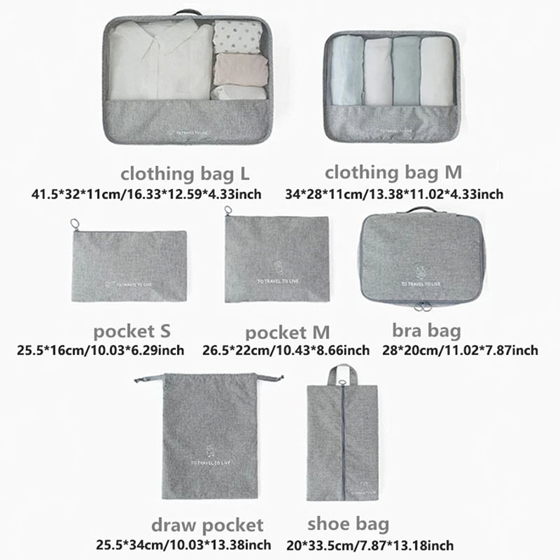 7 Piece Travel Packing Cubes S - đánh giá và giá Travel Accessories Kit For Women