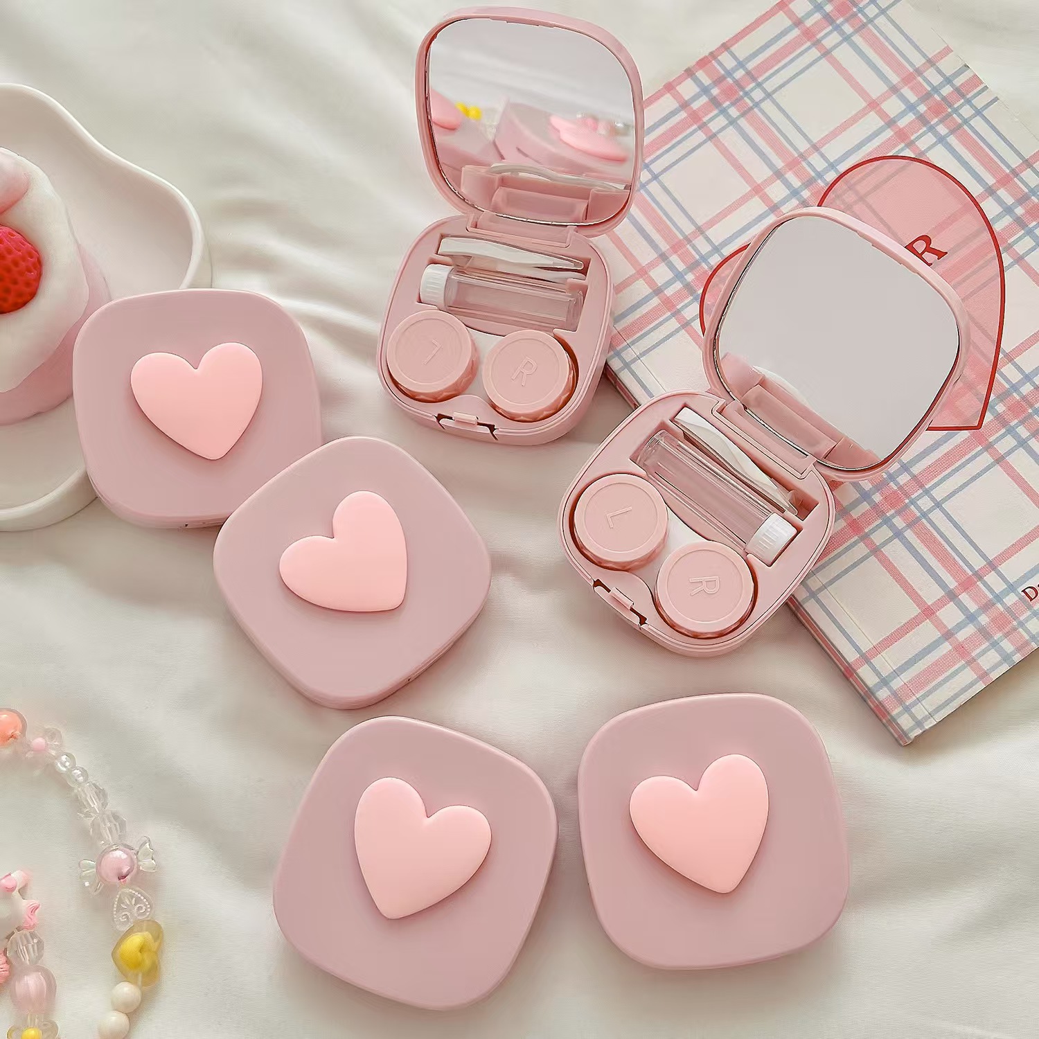 Heart Contact Lens Case with M - đánh giá và giá Travel Accessories Kit For Women