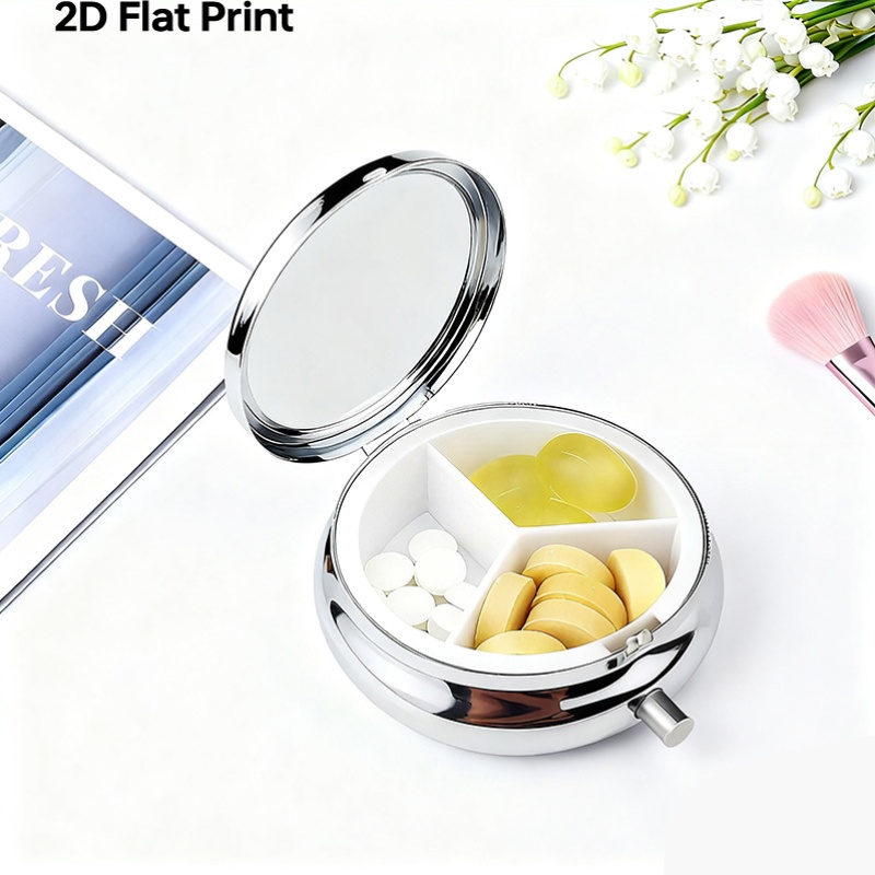A flat, portable, round metal  - đánh giá và giá Travel Accessories As Gifts