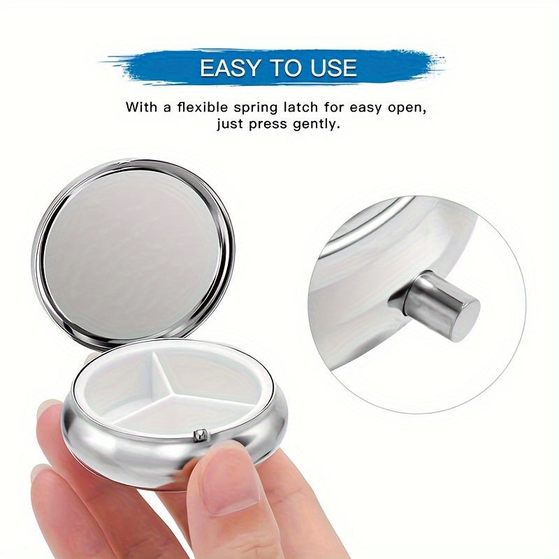 A flat, portable, round metal  - đánh giá và giá Travel Accessories As Gifts