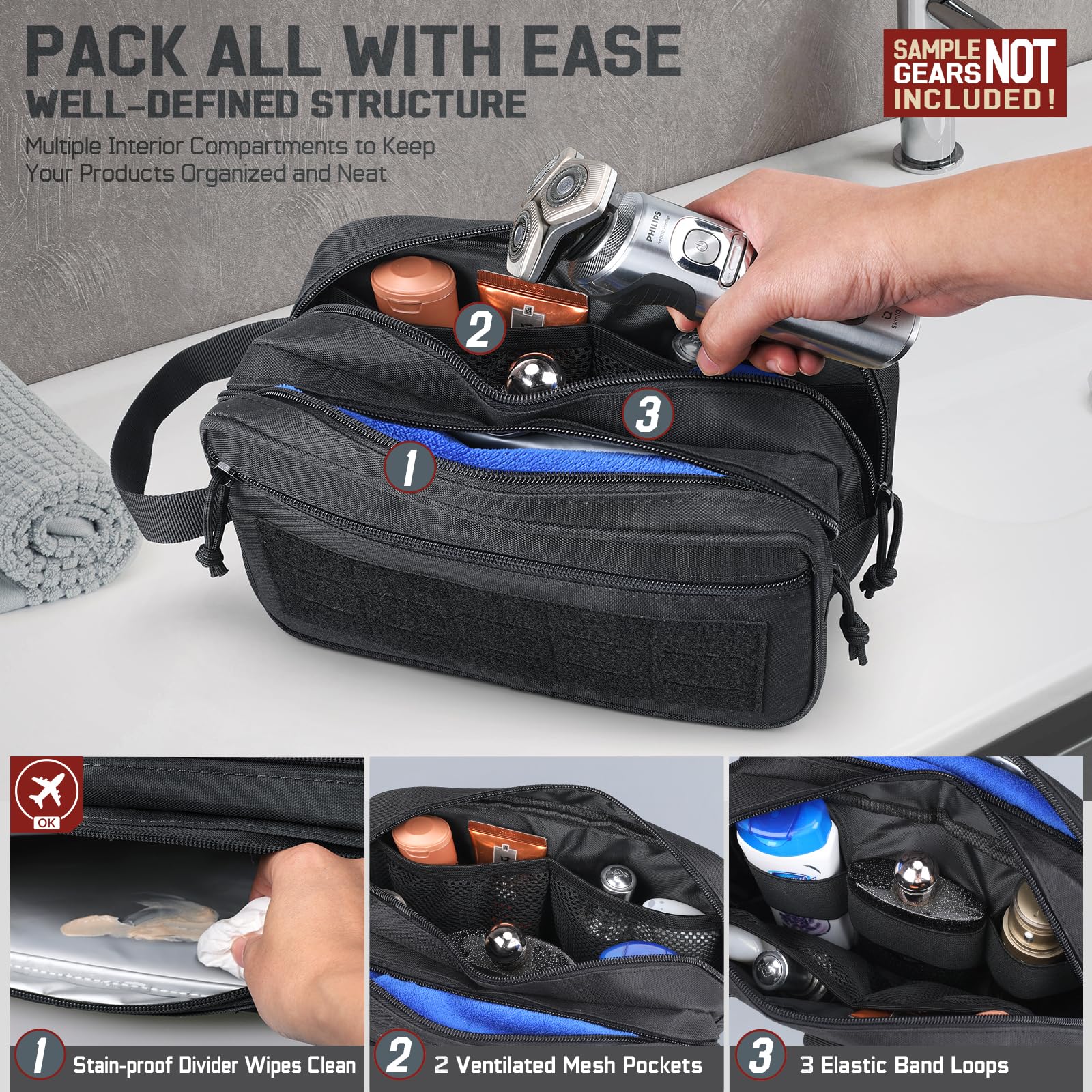 Tactical Toiletry Bag for Men, - đánh giá và giá Travel Accessories Toiletry Bag
